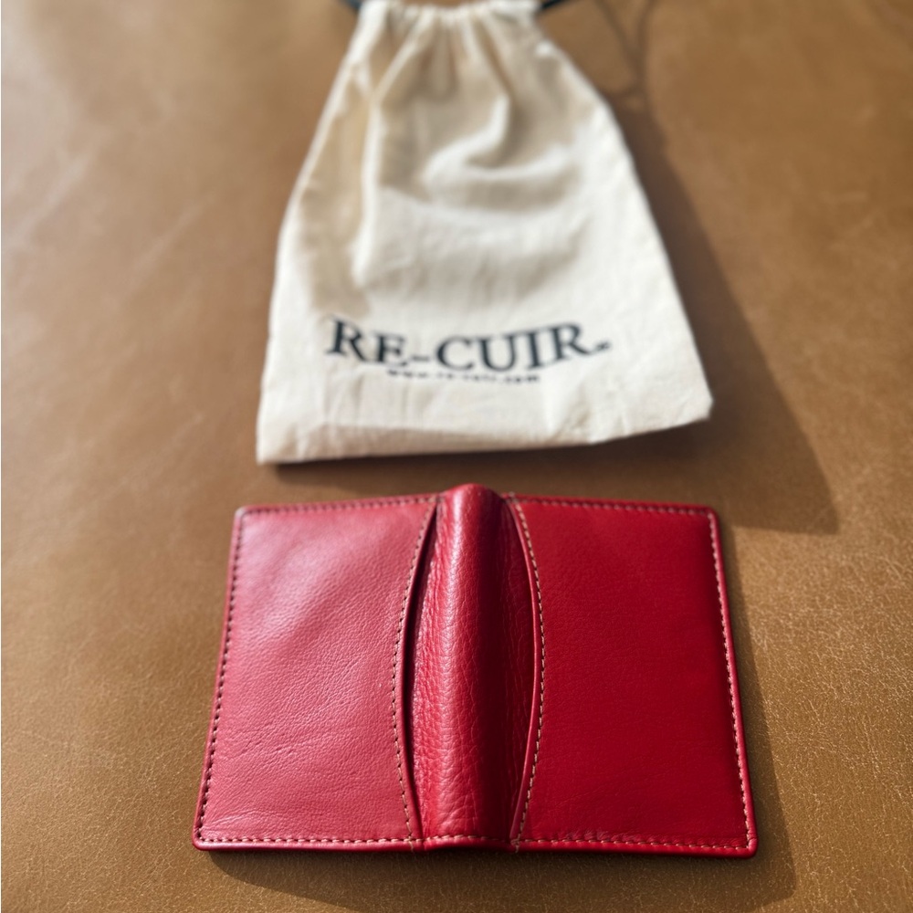 Re-Cuir Red Leather Card Holder AJ Engraving